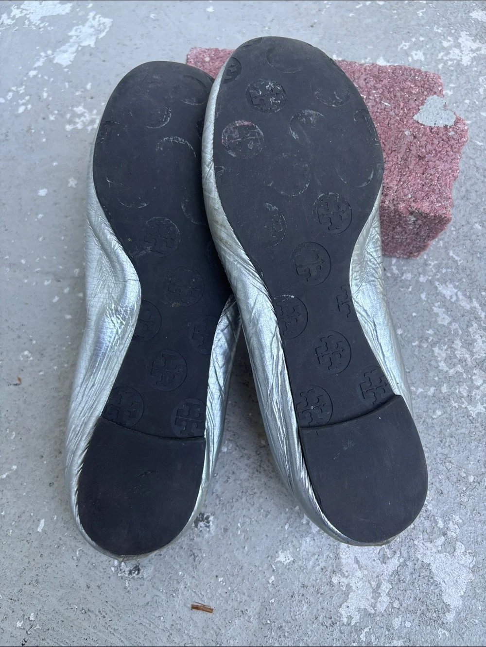 Tory Burch metallic silver ballet flats